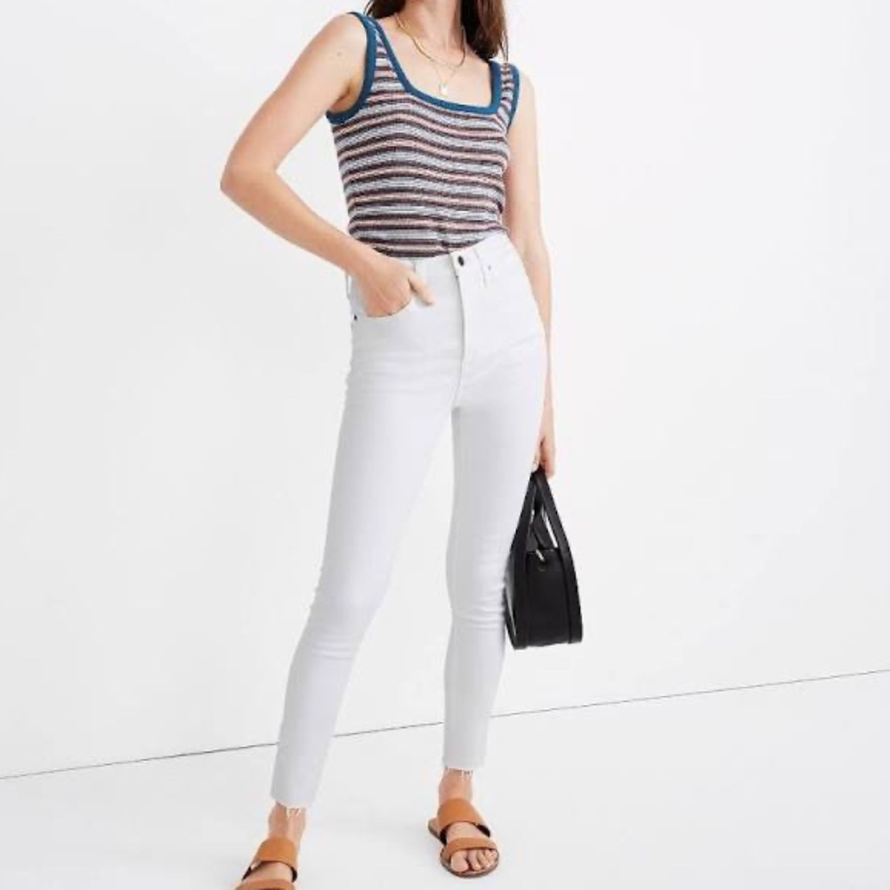 Madewell 11" High-Rise Skinny Jeans (Raw Hem) | Pure White | Size 28 ✨